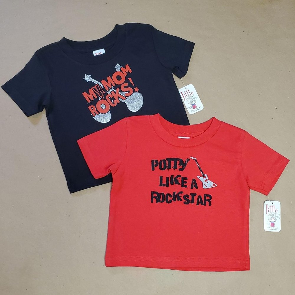 Little Teez T-Shirts 2 Pack Size 2T Red/Black